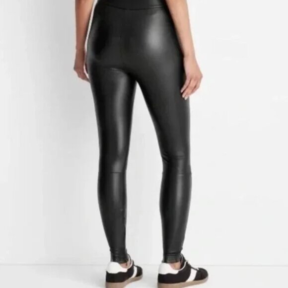 A New Day Women's Small Black High Rise Faux Leather Leggings Ankle Zip Slim Fit - Picture 2 of 13